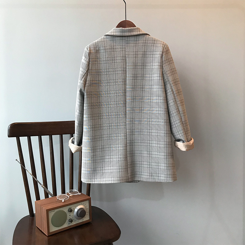 Retro plaid suit outer suit jacket set