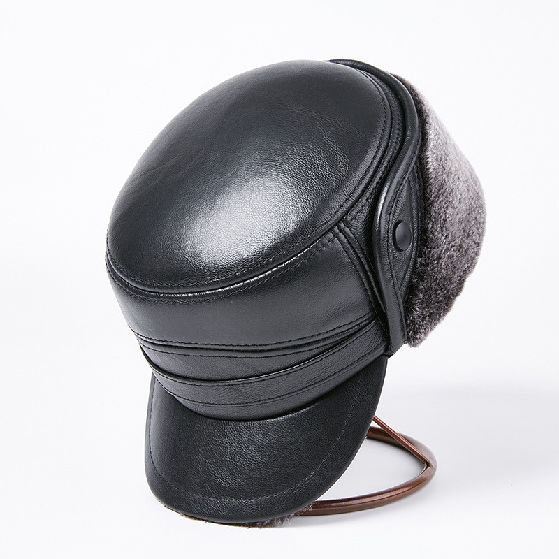 Men's Winter Leather Hat With Ear Warm Protection - Picture 7 of 10