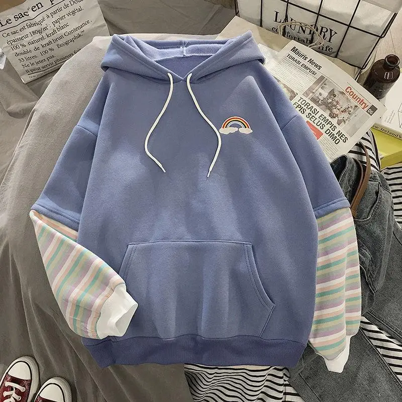 Loose plus fleece hooded long-sleeved sweater - 14Color