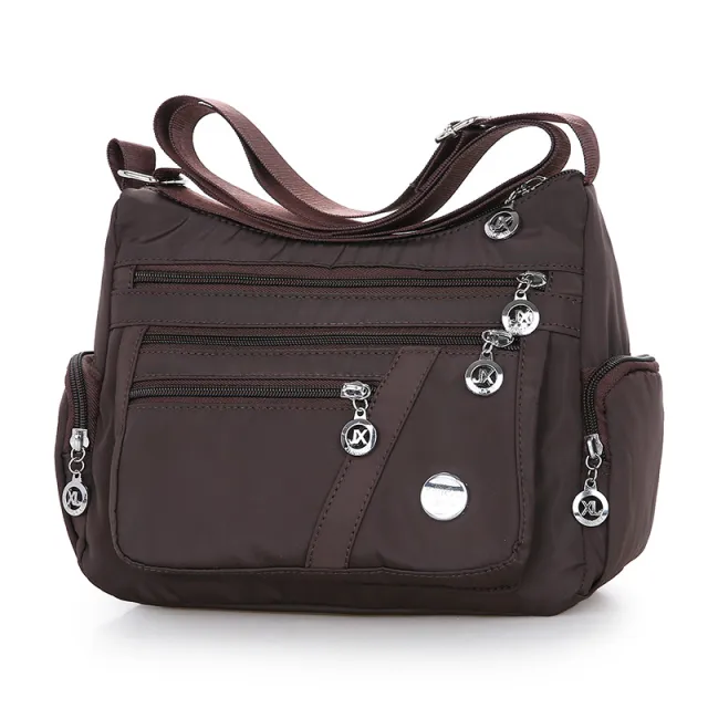 Ladies Multi layer Square Fashion Women Shoulder Messenger Bag Waterproof Nylon Oxford Crossbody Bag Handbags Coffee - Shop at LoveMi