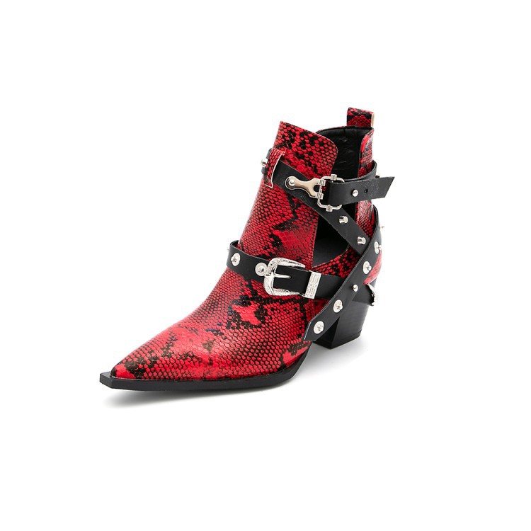Pointed Toe Single Boots Studded Western Cowboy Boots Red - Shop at LoveMi