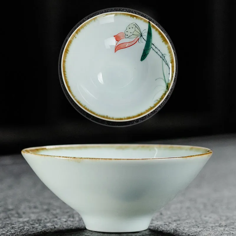 Blue and White Porcelain Tea Cup Ceramic Hat Cup - Q