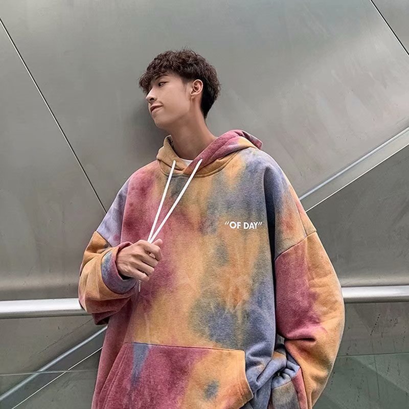 Oversized Gradient Sweater Men's Plus Fleece Hood