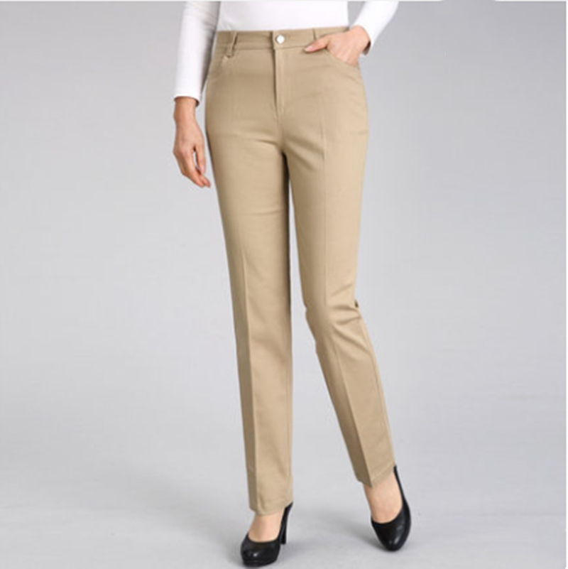 High Waist White Loose Straight Trousers