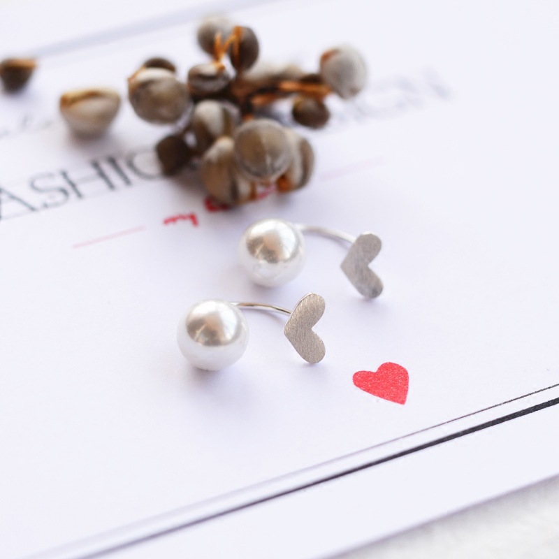 S925 sterling silver love pearl earrings