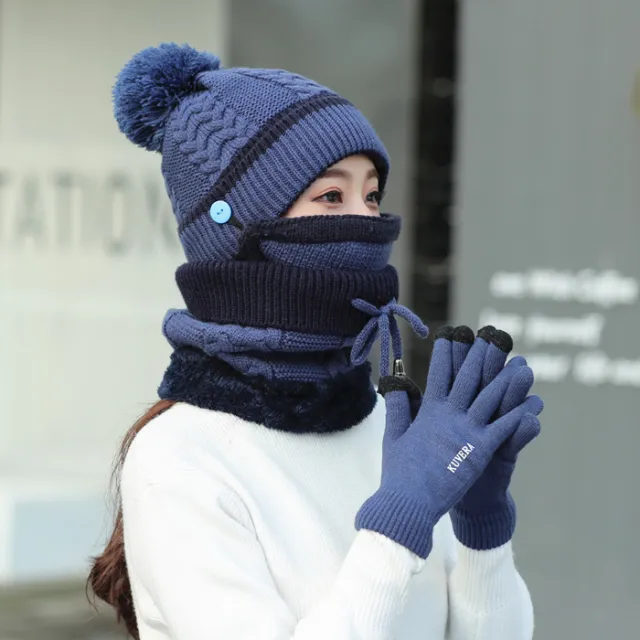 Plus velvet thick bib mask Navy Bluegloves - Shop at LoveMi
