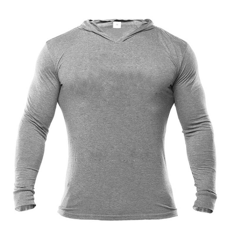 Pure Color Hooded Slim Fitness Long Sleeves