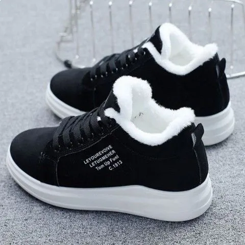 All match Thick soled And Velvet Sneakers Thickened Warm Daddy Shoes Black - Shop at LoveMi