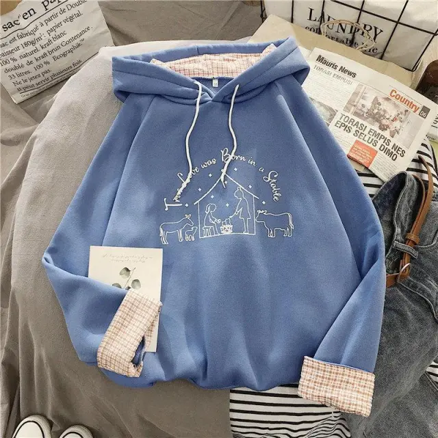 Loose plus fleece hooded long sleeved sweater 9Color Xxl - Shop at LoveMi
