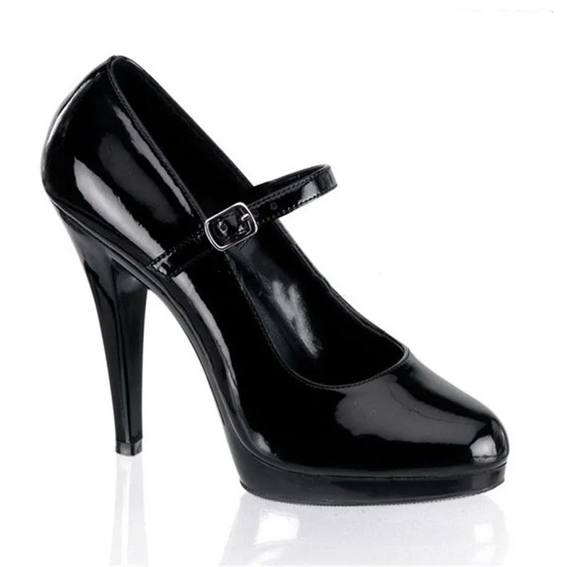 Stage wedding shoes show buckle platform women shoes - Black