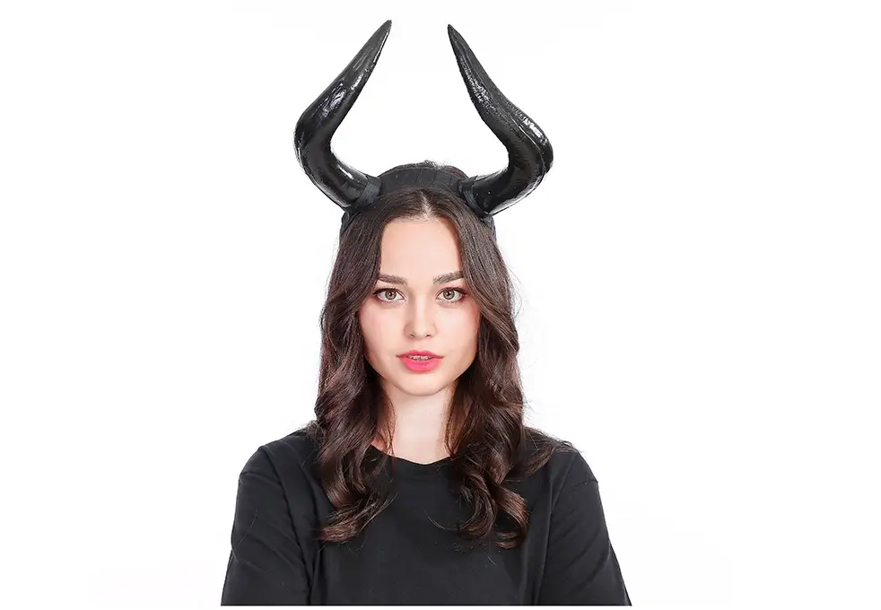 Curved Black Horns Headband