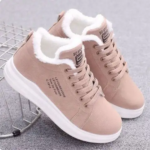 All-match Thick-soled and Velvet Sneakers Thickened Warm Daddy Shoes