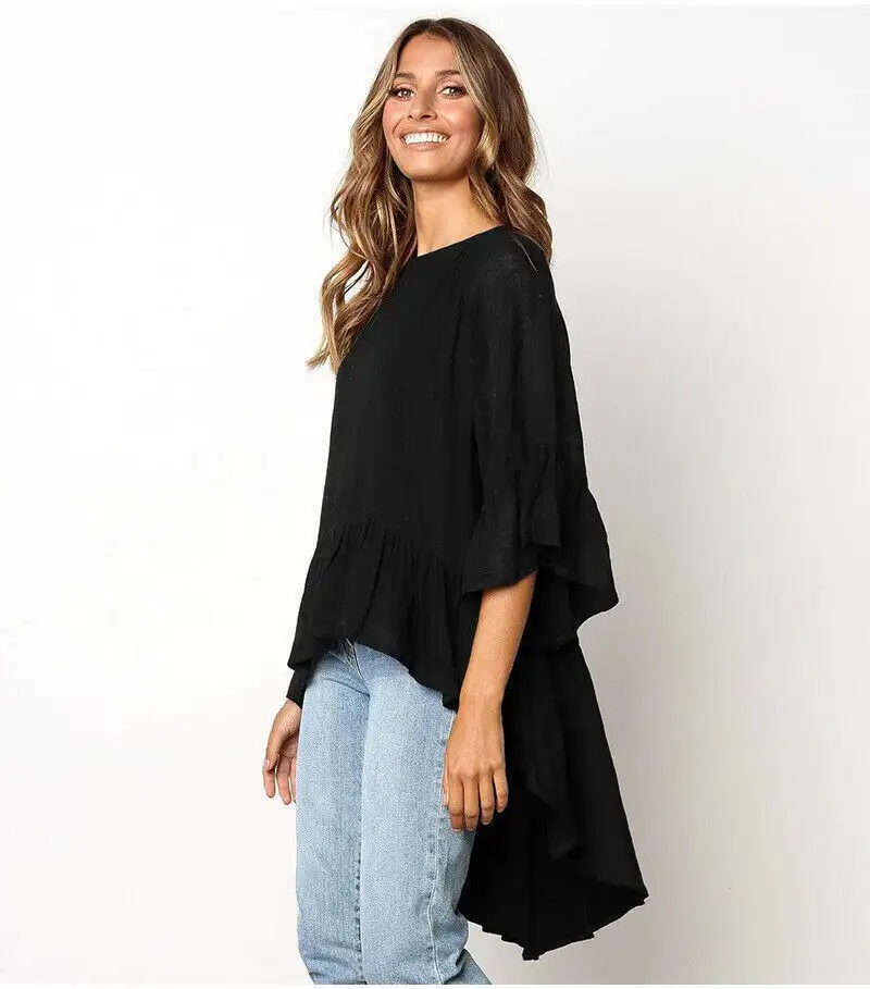 Women's Round Neck Three-quarter Sleeve T-shirt