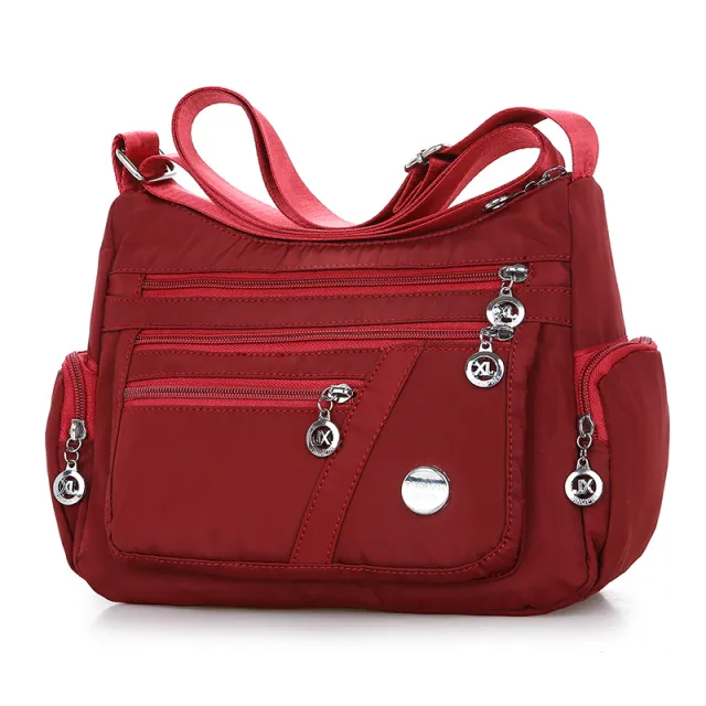 Ladies Multi layer Square Fashion Women Shoulder Messenger Bag Waterproof Nylon Oxford Crossbody Bag Handbags Red - Shop at LoveMi