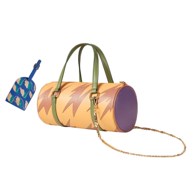 Handbag shoulder bag PU printing bucket bag round shoulder bag fashion handbag Yellow - Shop at LoveMi