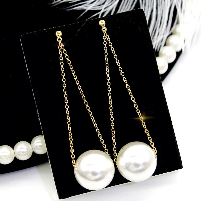 The Big Pearl Earrings New Tide Female Long Section Temperament Net Red Exaggerated Earrings