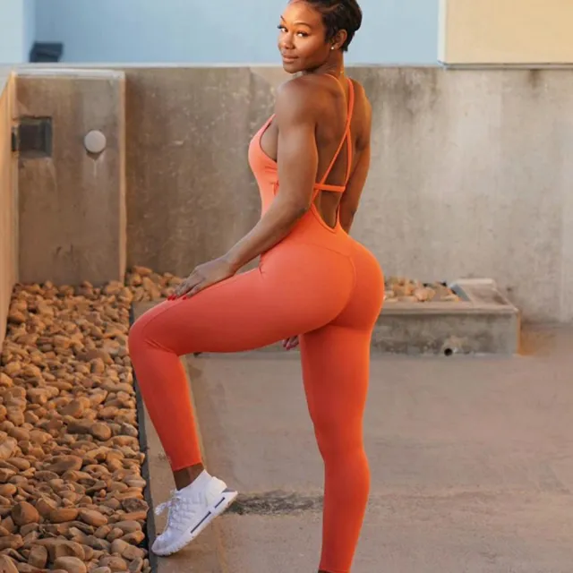 Yoga Fitness Jumpsuit Sexy Hip Sports Jumpsuit Dancing Pants Autumn Red - Shop at LoveMi