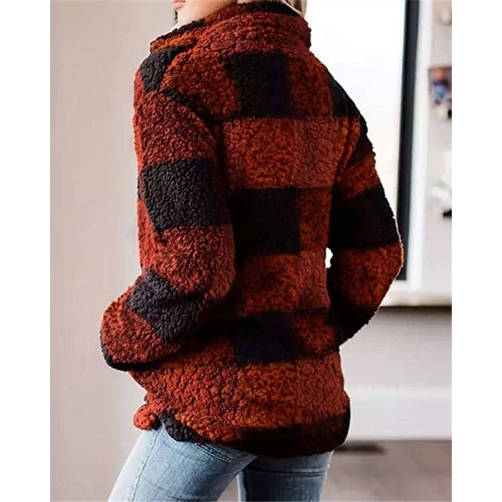 Turtleneck pullover plush sweater coat