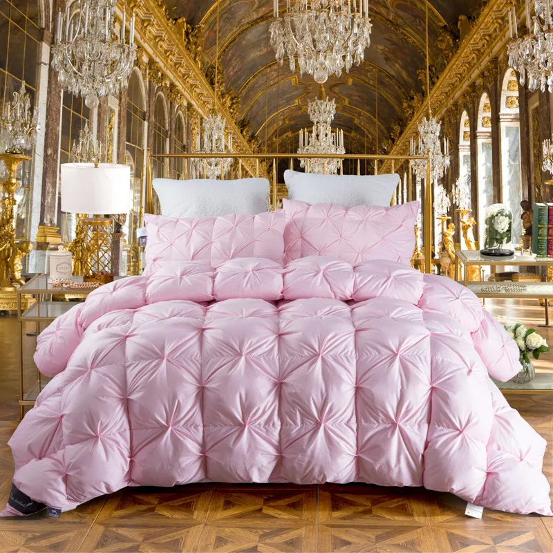 Five-star hotel cotton white goose down winter duvet - Pink