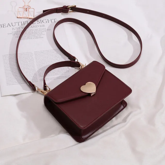 Peach Heart Lock One Shoulder Crossbody Bag Red - Shop at LoveMi
