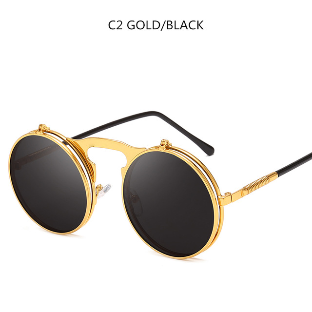 Fashion Round Frame Flip Senior Sunglasses - Image 9