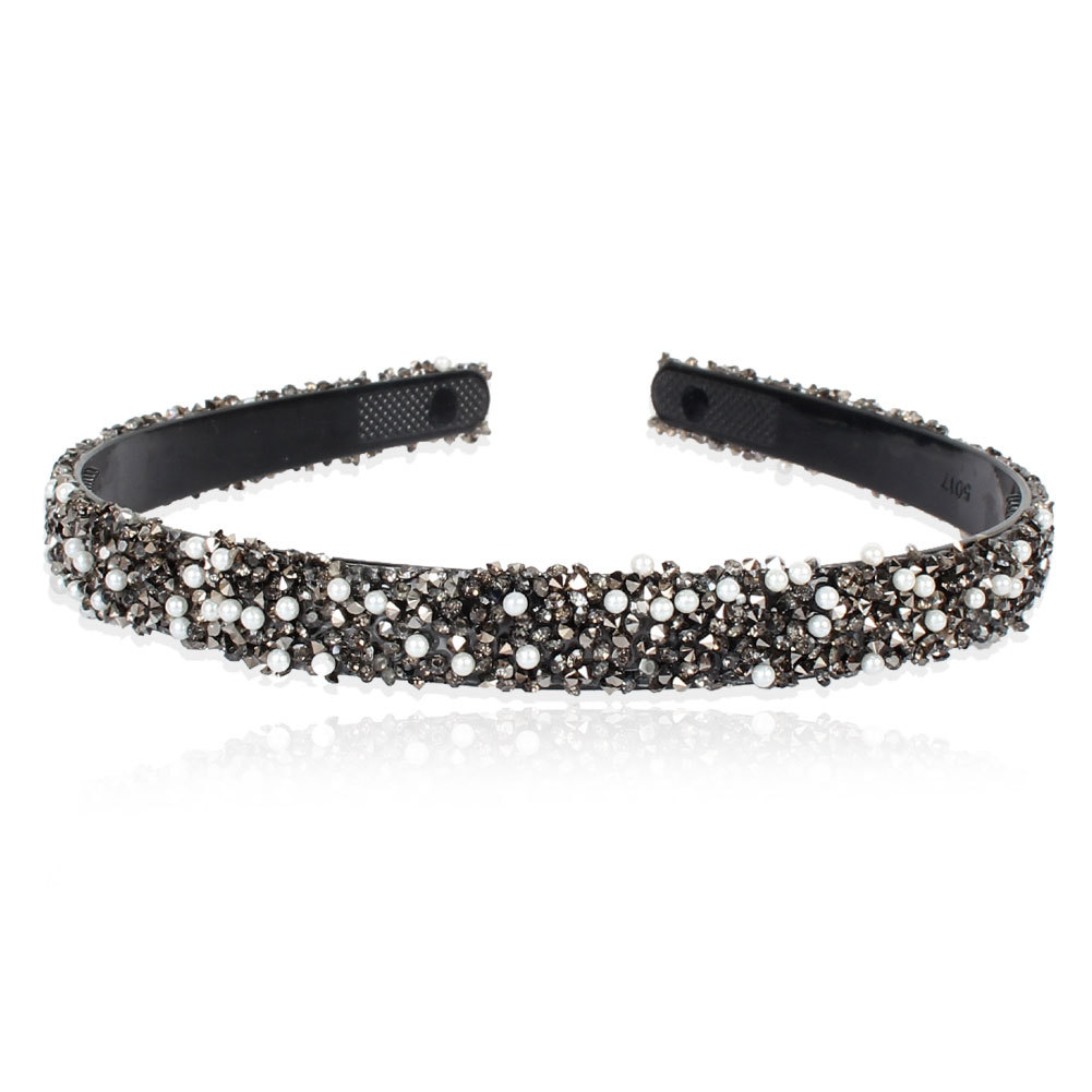 Semicircle Retro Colored Diamond Headband Grey - Shop at LoveMi