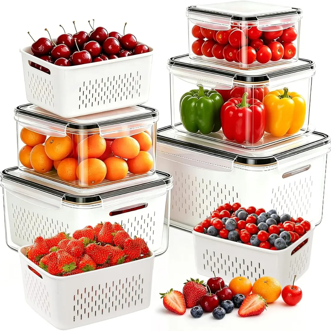 Large Fruit & Vegetable Storage Containers, Leakproof
