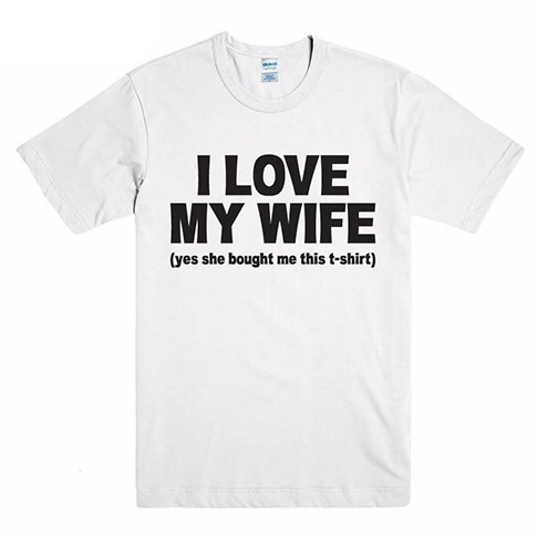 Title 3, "I Love My WIFE" Letter Print Couple T-shirt, a...