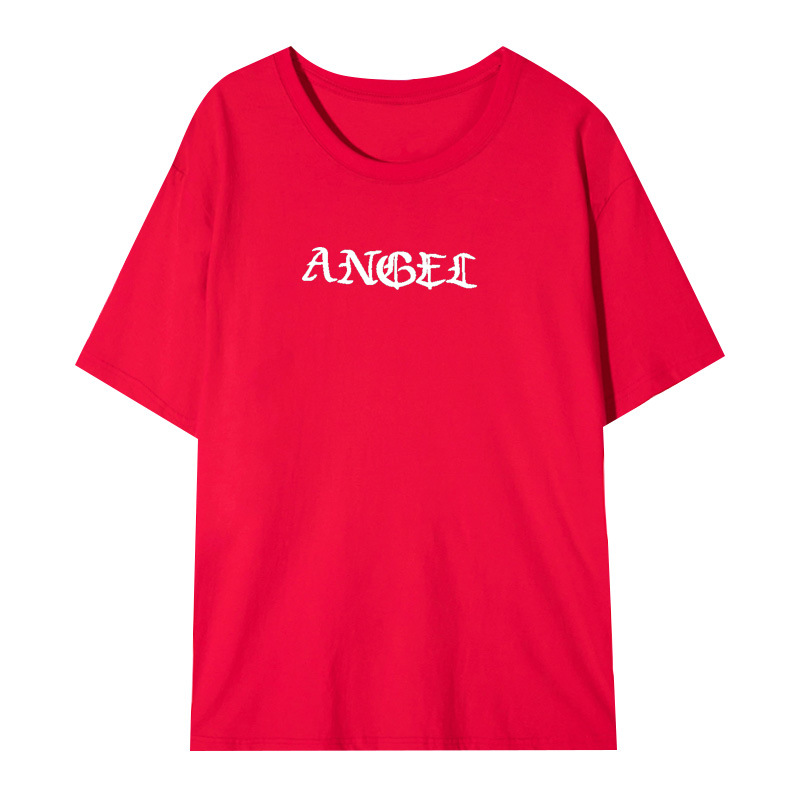 Angel alphabet khaki cotton short sleeve