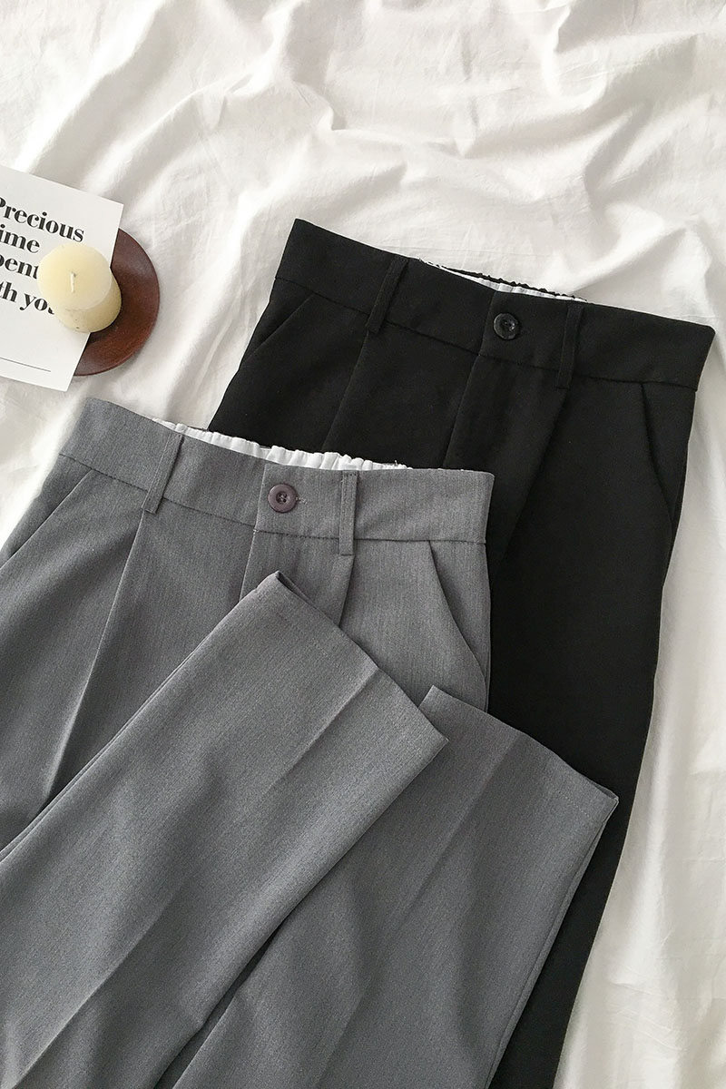 Casual elastic waist straight-leg pants