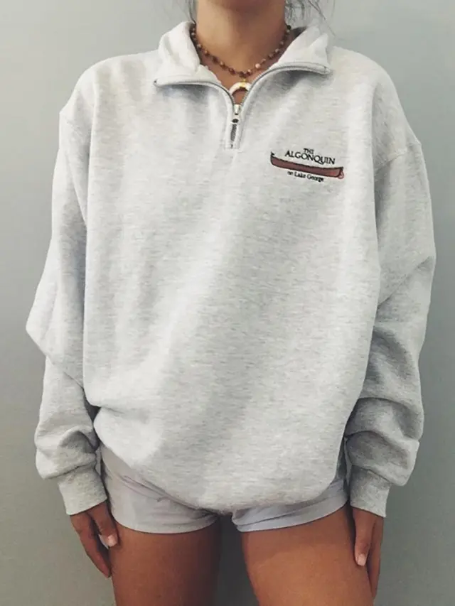 Zip Long Sleeve Sweatshirt Grey - Shop at LoveMi