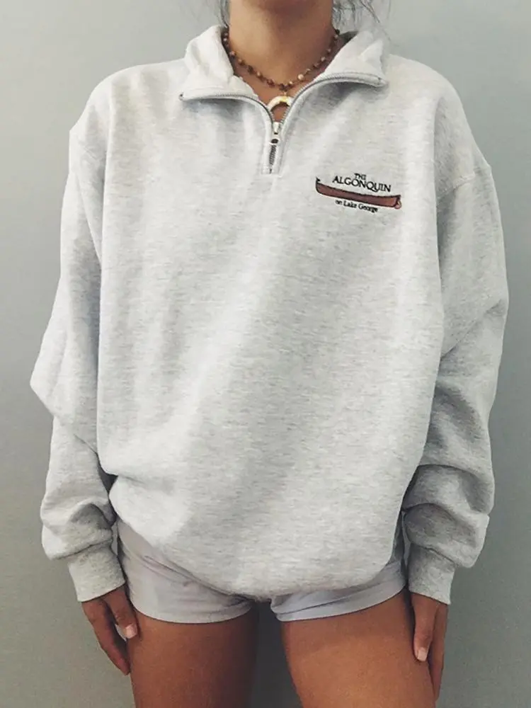 Zip Long Sleeve Sweatshirt - Grey