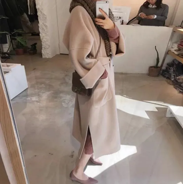 new autumn and winter Korean version of the popular double sided thick woolen coat Beige - Shop at LoveMi