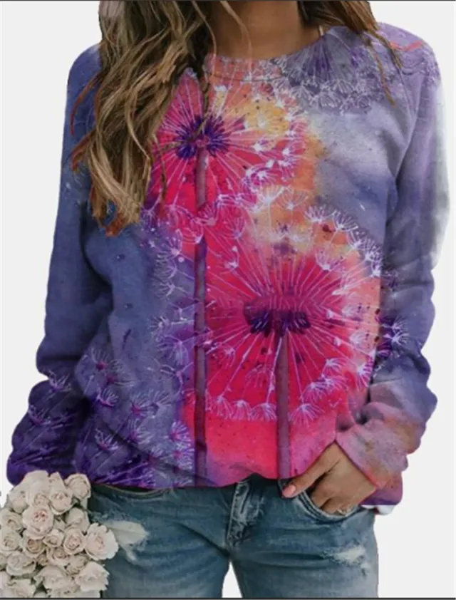 Long Sleeve Printed Mid Length Women's Top 2Purple - Shop at LoveMi
