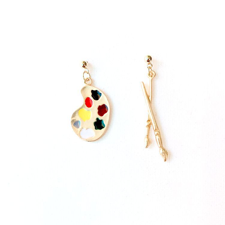 Little Painter Palette Brush Creative Earrings Drawing Board - Shop at LoveMi