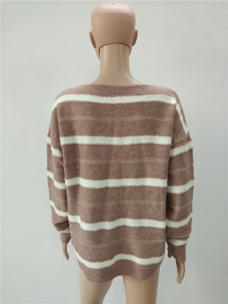 V-neck striped colorblock sweater