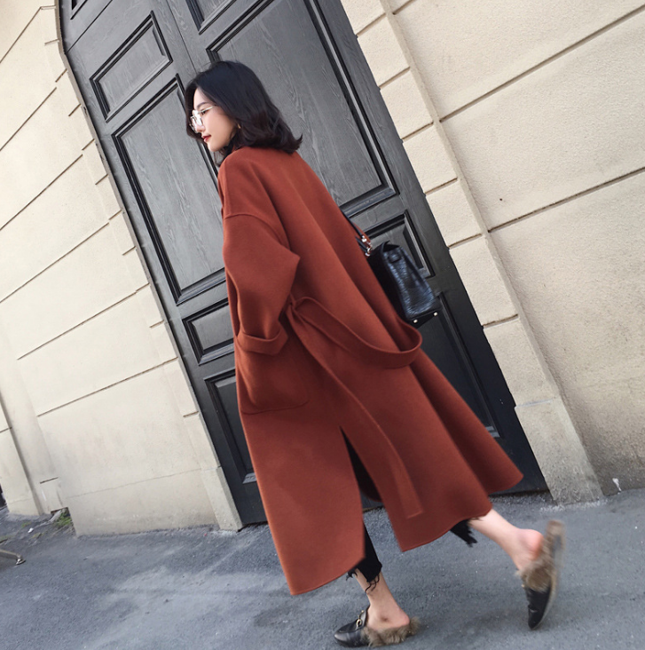 new autumn and winter Korean version of the popular double sided thick woolen coat Red - Shop at LoveMi