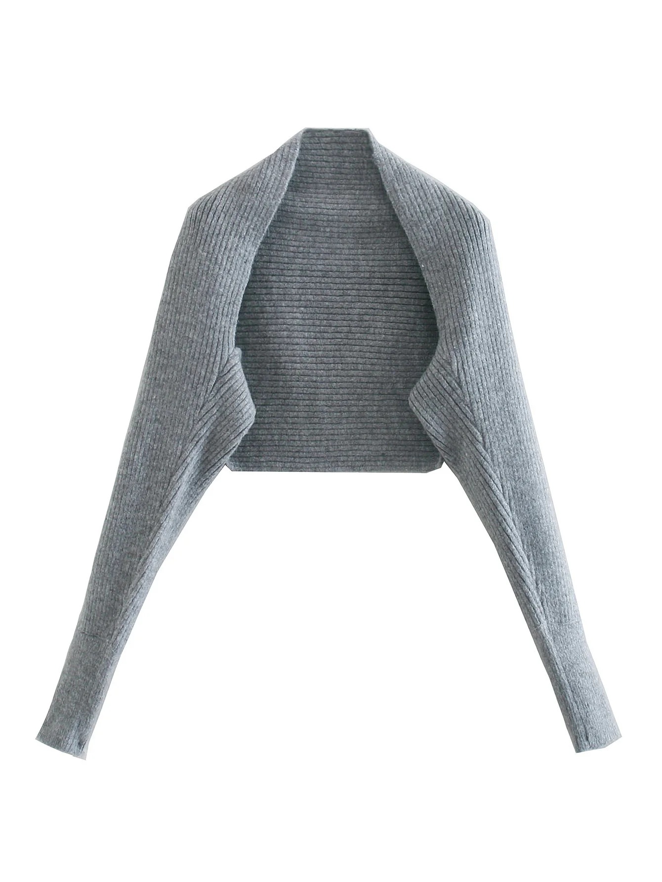 Loose Bat-sleeve One-neck Grey Off-shoulder Sweater