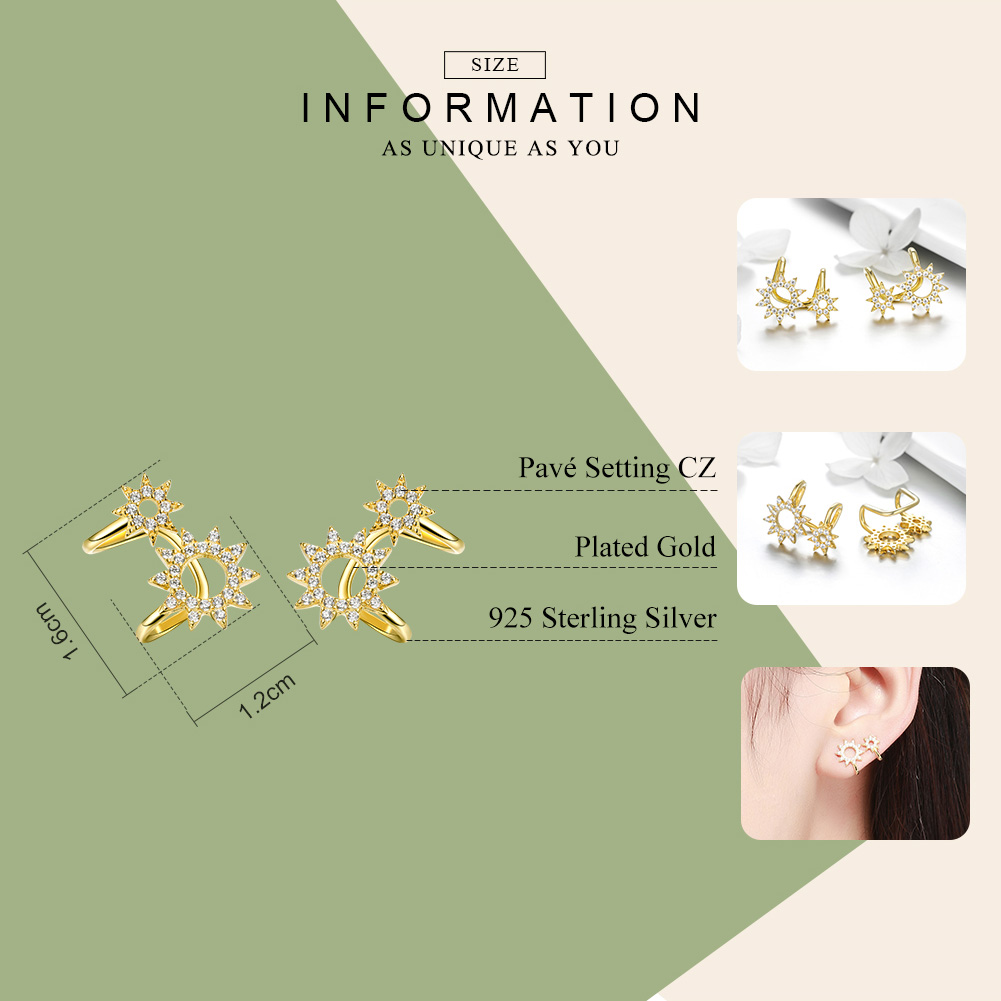 S925 silver earrings sun shape geometry