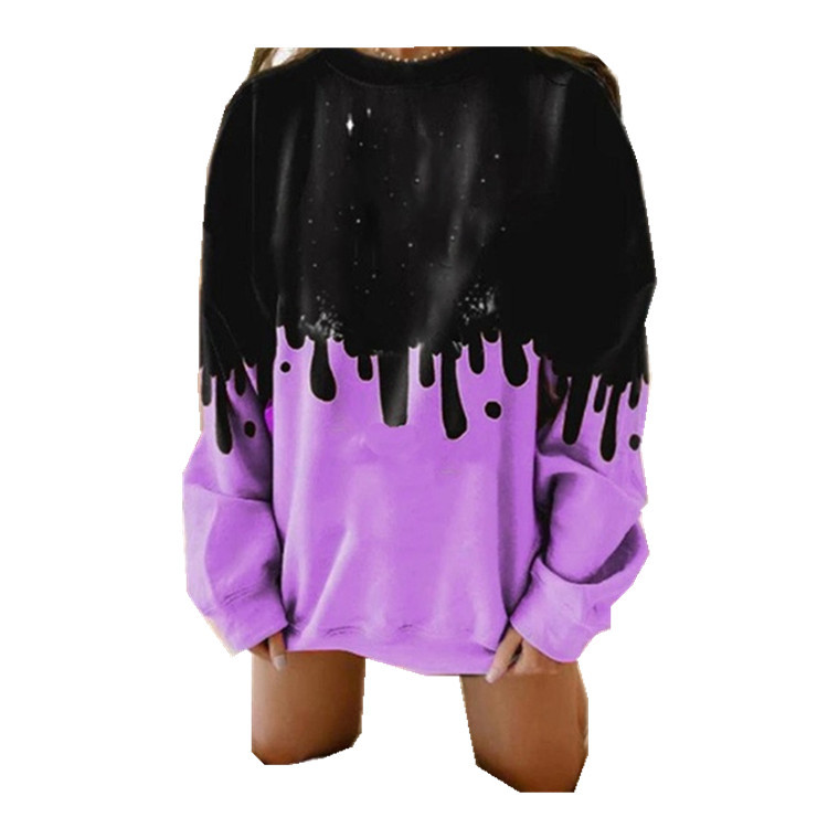 Long sleeve hit color print casual