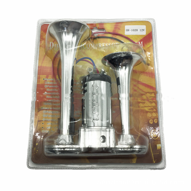 Car And Motorcycle Modified 12V/24V Double Pipe Conjoined Electric Horn With Air Pump — foto 2