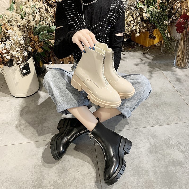 Platform front zipper Martin boots