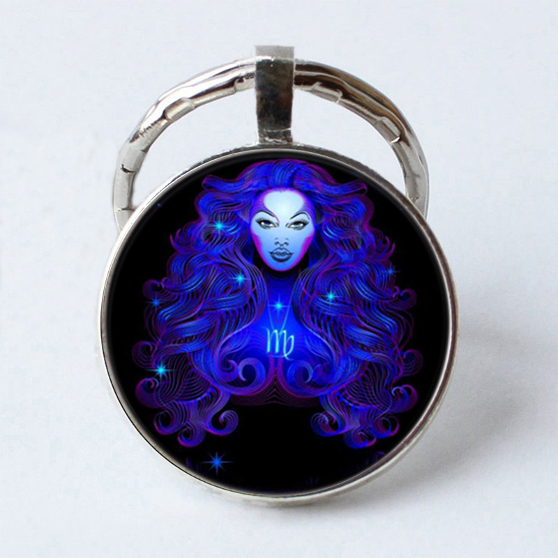Twelve Constellation 25mm Time Gem Metal Keychain Virgo - Shop at LoveMi