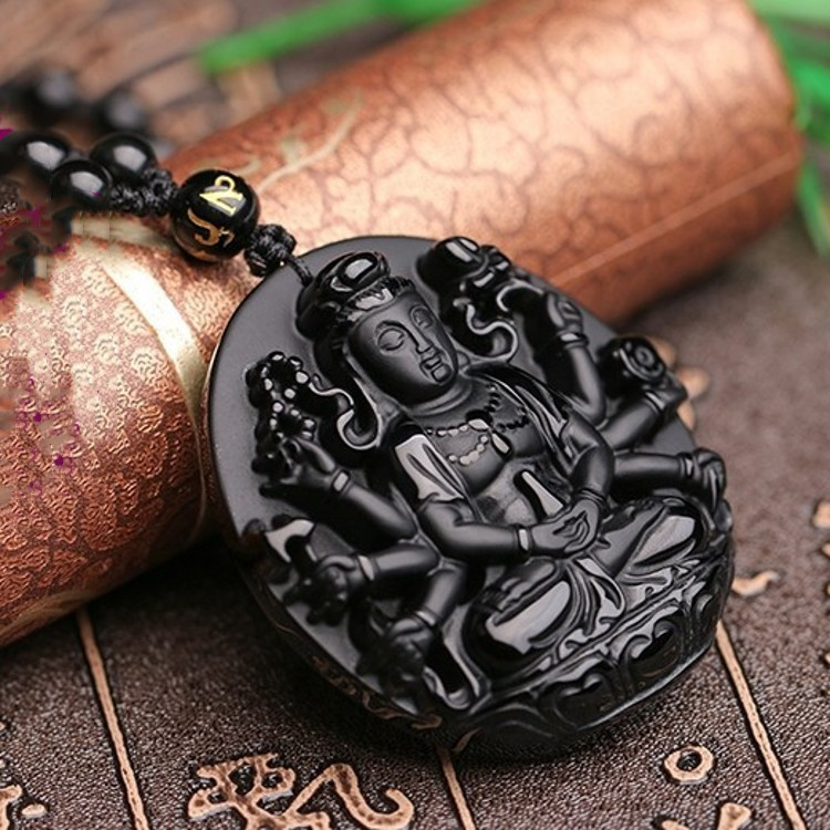 Obsidian Avalokitesvara Pendant For Men And Women