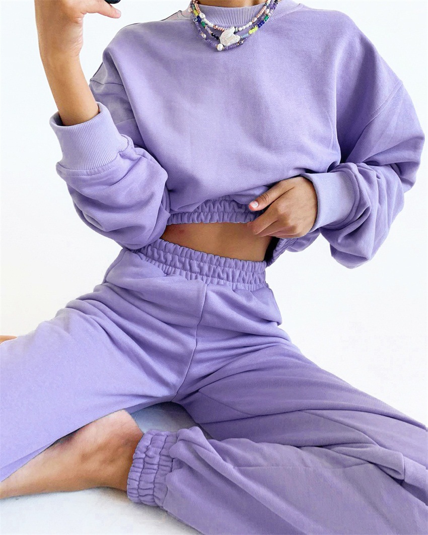 Purple European and American sweater suit