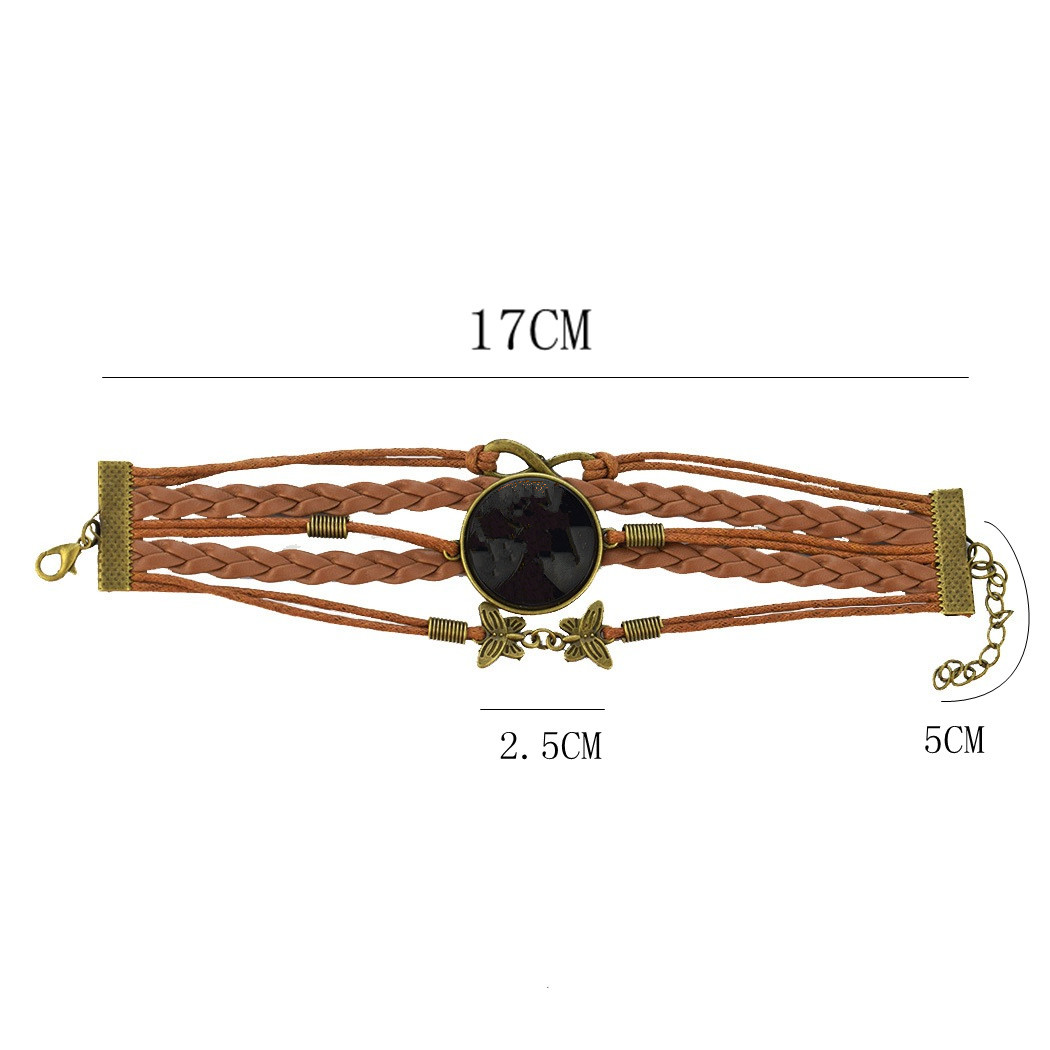 Creative Twelve Constellation Retro Woven Gem Leather Bracelet