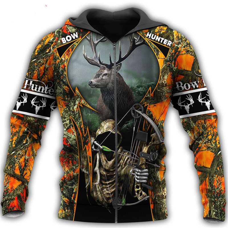 Fashionable Men's Hoodie Deer Hunter 3D Printed Harajuku Sweatshirt