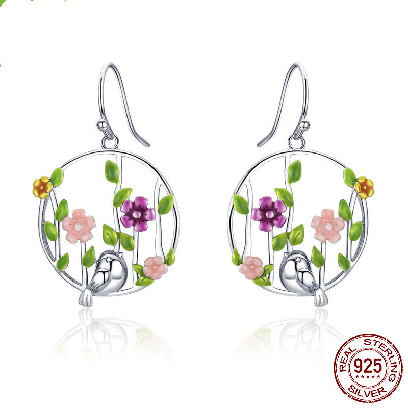 Forest Story 925 Sterling Silver Temperament Earrings