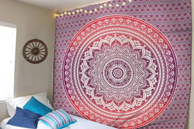 Indian Mandala Tapestry Green Blue Flower Beautiful Wall Art Tapestry 210x150cm Bedspread Beach Towel Yoga Blanket Table Cloth 5 - Shop at LoveMi