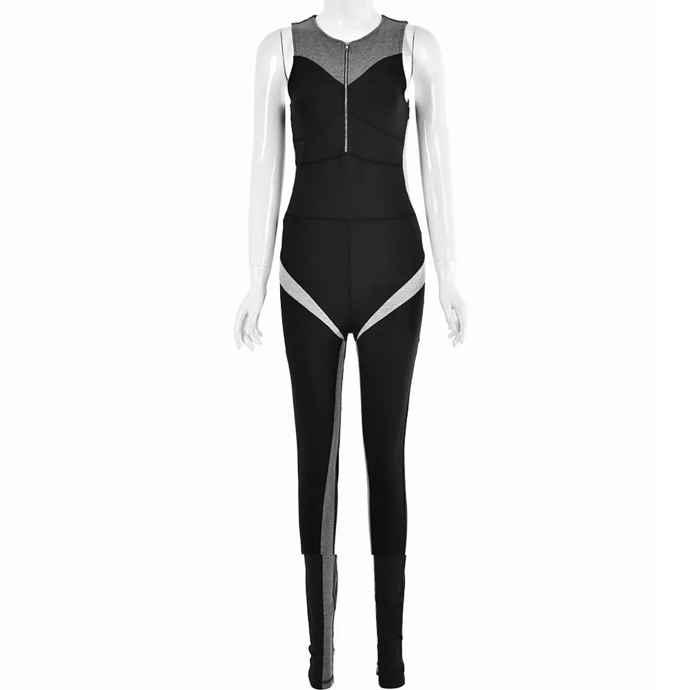 Street hipster sleeveless jumpsuit female trousers - Black